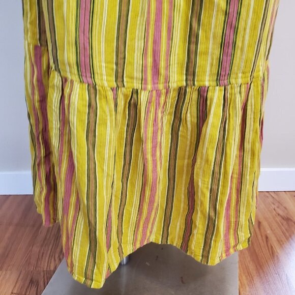 prAna California Dreaming Maxi Dress Organic Cotton Yellow Stripes Sz S colorful - Picture 5 of 9